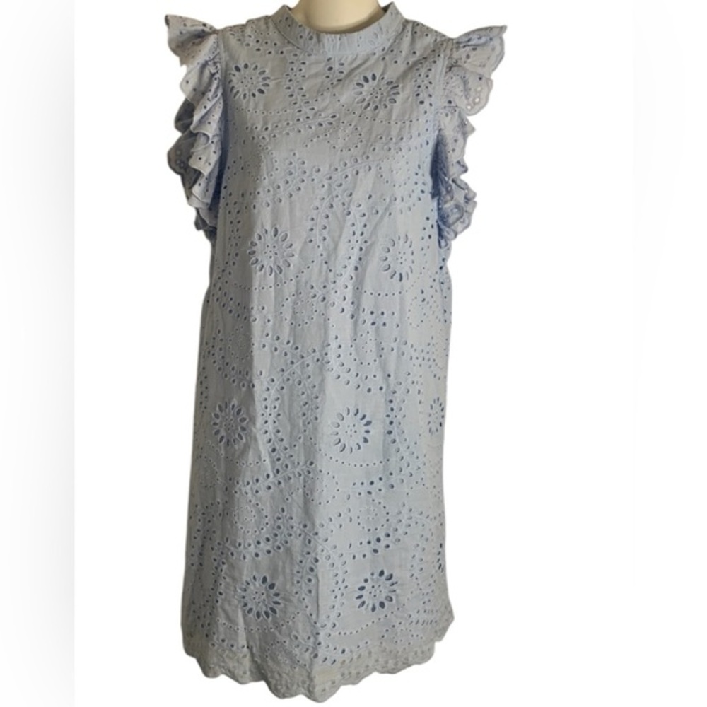 TCEC Eyelet Lace Dress Size Med Powder Blue
